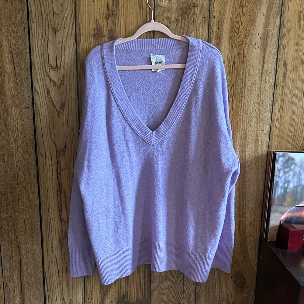 Aerie Purple V-Neck Sweater